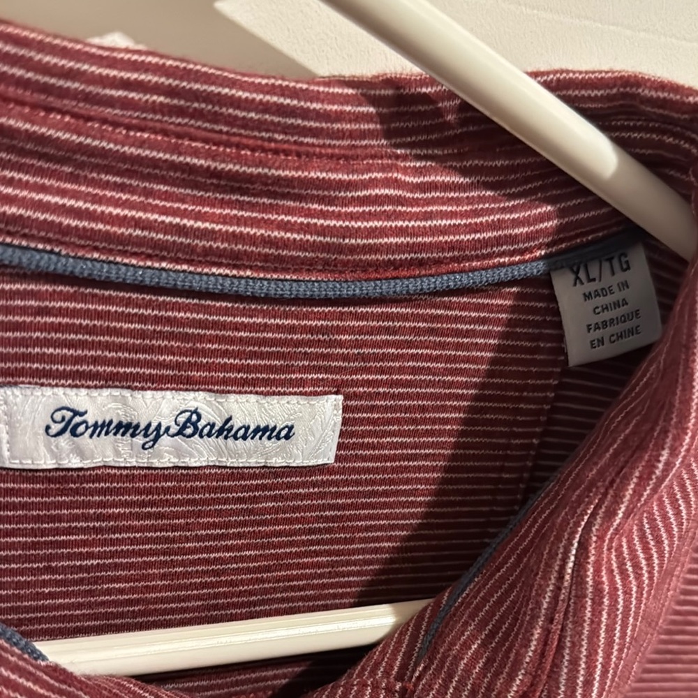 Tommy Bahama Burgundy Striped Polo